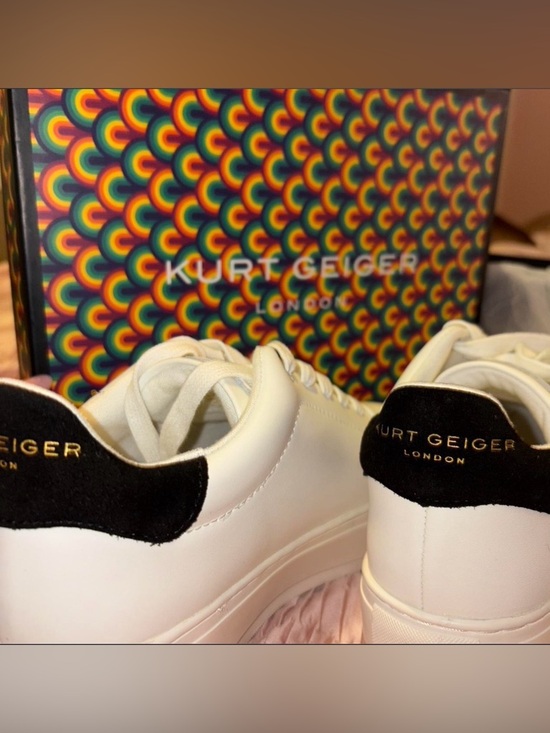 Kurt Geiger Laney Evil Eye Sneakers Black White Leather UK 39 US 7.5 8 Rare - Picture 7 of 7